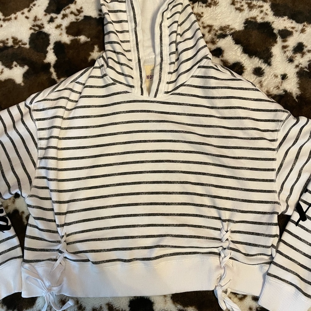 Hollister cropped logo striped tank with lace detailing